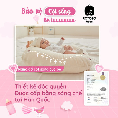 Gối chống trào ngược cho bé Rototo Bebe cao cấp nhập khẩu - Loại ripple thiết kế giấu khóa