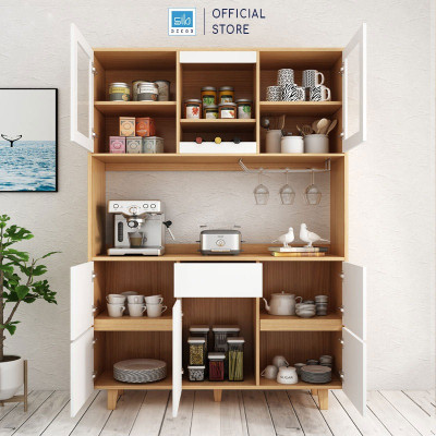 Tủ Bếp Gỗ Để Đồ Nhiều Ngăn Đa Năng Tích Hợp Tủ Vang Thương Hiệu SIB Decor KG29