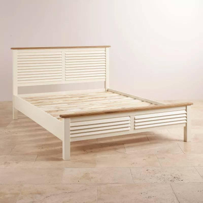 Giường Đôi Shutter Gỗ Sồi Ibie BBDSHUO - Trắng