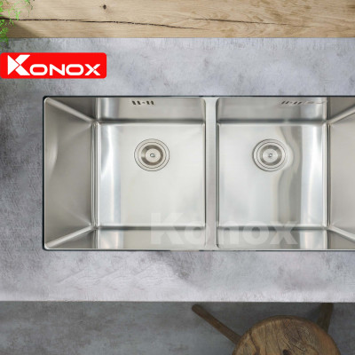 Chậu rửa bát Konox, Undermount Series, Model KN7544DUB, Inox 304AISI tiêu chuẩn châu Âu, 750x440x220(mm), Hàng chính hãng