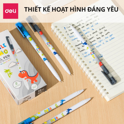 Bút gel học sinh Deli 0.5mm mực Xanh/Đen - Chất lượng mực an toàn trơn tru, thân bút trang bị đệm tay chống trượt - EG30