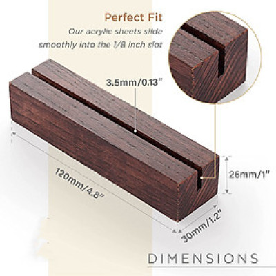 1 Đế gỗ để ảnh Toploader, giá đỡ card, lịch bàn trang trí - Màu trắng và nâu gỗ