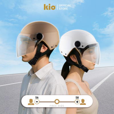 Mũ Bảo Hiểm Nửa Đầu Kio SafeStyle Go KN01KD, Kính Dài Phủ Nano Chống Tia UV, Lớp Lót Kháng Khuẩn