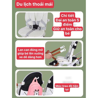 Xe đôi đẩy em bé đôi nhẹ có thể ngồi và nằm- gấp gọn khi đi du lịch ( sẵn hàng)