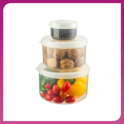 Bộ 3 hộp thực phẩm tròn Hokkaido 500-1000-2000ml (Tặng kèm Sticker)- chính hãng INOCHI an toàn tiêu chuẩn Nhật Bản