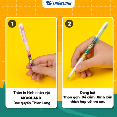 Combo 5/10/20 Bút lông kim Thiên Long FL-04/AK - Nét viết 0.3mm mảnh nhỏ Mực đều liên tục, nhân vật Akooland Tahi