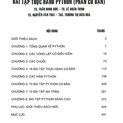 Bài Tập Thực Hành Python (Phần Cơ Bản) - TS. Trần Minh Sơn, TS. Lê Doãn Trinh, TS. Nguyễn Văn Thái, ThS. Trương Thị Bích Ngà