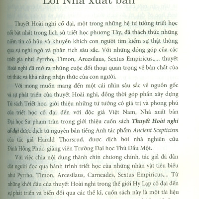 THUYẾT HOÀI NGHI CỔ ĐẠI - Harald Thorsrud – NXB Đại Học Sư Phạm