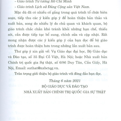 Giáo Trình Kinh Tế Chính Trị Mác – Lênin (Dành Cho Bậc Đại Học Hệ Chuyên Lý Luận Chính Trị) - Bộ mới năm 2021