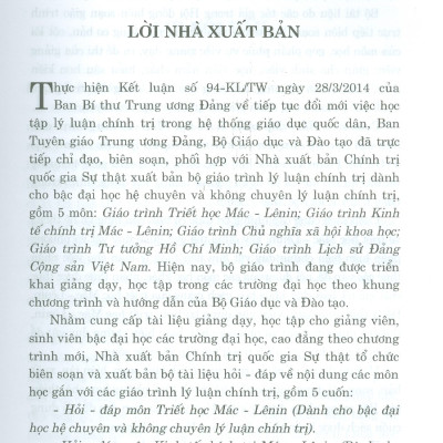 Hỏi - Đáp Môn Triết Học Mác - Lênin (Dùng cho bậc đại học hệ chuyên và không chuyên lý luận chính trị)