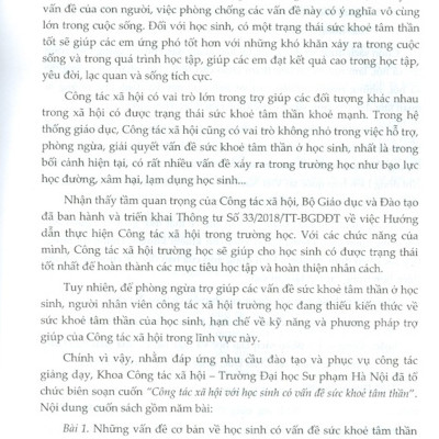 Công Tác Xã Hội Với Học Sinh Có Vấn Đề Sức Khỏe Tâm Thần