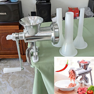 Xay Thịt Quay Tay Bằng Gang Size 10 - Sản Phẩm Cao Cấp Kèm 3 Ống Nhồi Xúc Xích