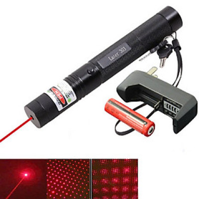 Đèn pin chiếu tia laser 303 - Bút thuyết trình (Kèm hộp+pin+sạc) - Hàng chính hãng
