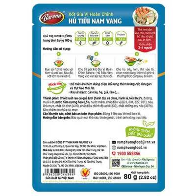 Combo 1 gói Xốt Barona Bún Bò Huế 80g, 1 gói Xốt Barona Hủ Tiếu Nam Vang 80g TẶNG 1 Hũ Sa tế XO Thượng hạng Barona 100g