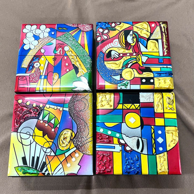 Loại 1-Hộp Đựng Đồ Trang Sức Bằng Gỗ Sơn Mài 10x10 cm Cẩn Ốc, Trứng Lót Vải Nhung Đỏ Sang Trọng