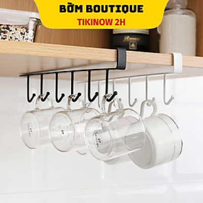 Móc Treo Dụng Cụ Nhà Bếp Dạng Thanh Không Cần Đục Lỗ 6 móc