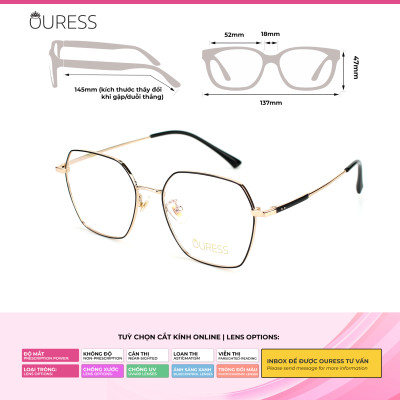 Gọng kính cận F63088 chất liệu titan thời trang mắt kính OURESS nam nữ siêu nhẹ siêu bền