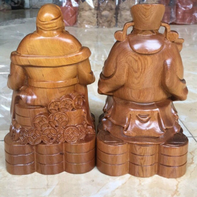 Cặp thần tài thổ địa bằng gỗ ngọc am thơm nức kt cao 20×12×8cm 