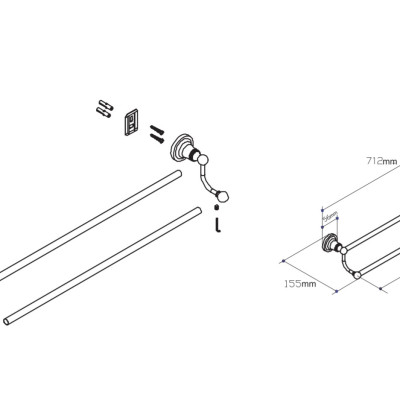 Thanh vắt khăn đôi dài 60 cm dòng Tyler Moen - 90021