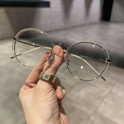 Kính Mắt tròn trong suốt không viền gọng kim loại nhẹ Korea