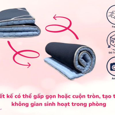 Topper Foam Kingroll Cao Cấp Dày 5cm Có Thun Ràng Đủ Size Giao Màu Ngẫu Nhiên (Tặng Kèm Drap Nệm)
