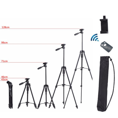 Tripod/ Chân đế dùng cho điện thoại và máy ảnh TTX-6218 - Có Remote chụp ảnh và túi đựng tiện lợi - Hàng chính hãng