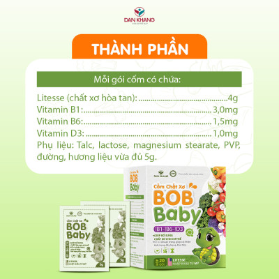 Cốm bổ sung chất xơ cho bé BobBaby Dân Khang hỗ trợ tiêu hóa giảm táo bón hộp 20 gói