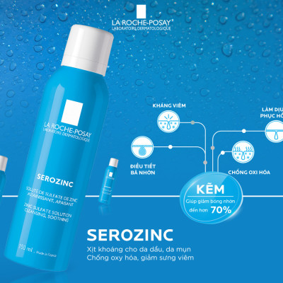 Xịt Khoáng Giúp Làm Sạch Và Dịu Da La Roche-Posay Serozinc (150ml) - TẶNG MÓC KHÓA