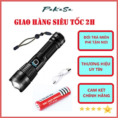 Đèn Pin Cầm Tay Siêu Sáng P50 Có Đèn Báo Dung Lượng Pin Mẫu Mới Tặng Kèm Pin 16850 Và Cáp Sạc FULLBOX - Chính Hãng 