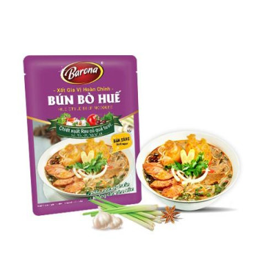 Xốt Gia Vị Hoàn Chỉnh Barona Bún Bò Huế 80g, combo 3 gói TẶNG 1 hũ Sa tế Tôm XO Thượng hạng Barona 100g