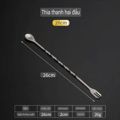 Thìa khuấy quầy pha chế quầy bar nhiều mẫu & size thìa - thanh 2 đầu 32cm - thìa thanh 2 đầu 26cm - thìa giọt nước 30cm - thìa hình chứ D 28cm