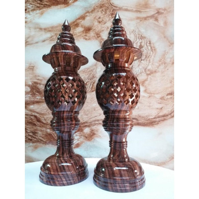 Cặp đèn để bàn thờ gỗ  màu đèn vân gỗ  , cặp đèn tổ ong hàng mới mẫu mới