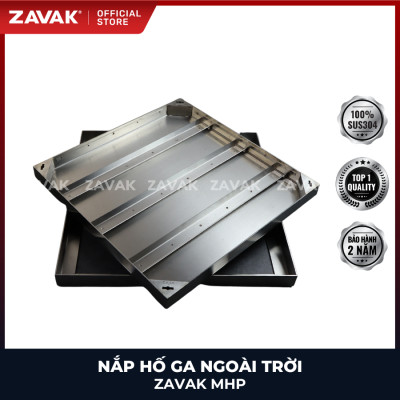 Nắp hố ga ngoài trời inox ZAVAK MHP*-AA60 / KT 60x60cm, lát gạch tối đa 4cm/ tải 800kg
