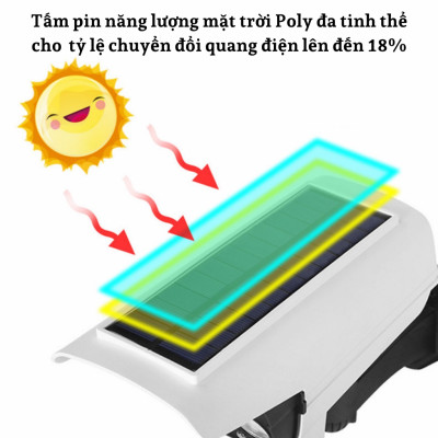 Đèn LED Năng Lượng Mặt Trời Giả Camera Ngoài Trời Cảm Ứng Chuyển Động Tự Động Bật Tắt Chống Trộm, Chống Nước IP67 Có Điều Khiển