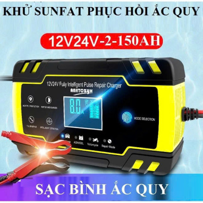 Sạc Bình Ắc Quy 12V-24V/ 4A-150AH có Khử Sunfat, Bảo Dưỡng, và Phục Hồi - Sạc Thông Minh Tự Ngắt khi Đầy, Lựa Chọn Hoàn Hảo, ĐÈN TRANG TRÍ