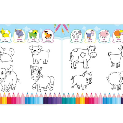 Sách - Bé Tô Màu 9999 - Tô Màu Sáng Tạo - Song Ngữ Anh Việt Dành Cho Trẻ Từ 2-6 Tuổi
