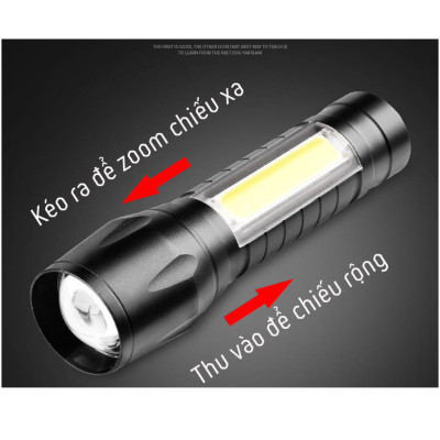 Đèn pin siêu sáng mini 2in1 - Đầu to (có zoom)