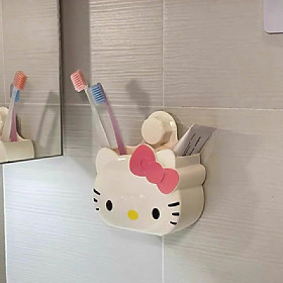 Hộp Đựng Mỹ Phẩm Treo Tường Hello Kitty  – Hộp Nhựa Lưu Trữ Đồ Lặt Vặt Không Cần Khoan, Giá Đỡ Nhà Tắm Dễ Thương - HÀNG CHÍNH HÃNG MINIIN