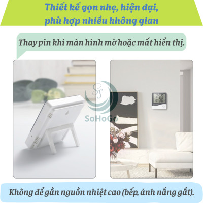 Nhiệt Ẩm Kế Điện Tử Đa Năng -Đồng Hồ Đo Nhiệt Độ & Độ Ẩm Kỹ Thuật Số -Máy Đo Nhiệt Độ – Độ Ẩm Trong Nhà -Đồng Hồ Điện Tử Đo Nhiệt Ẩm & Hiển Thị Thời Gian -Nhiệt Ẩm Kế Mini Treo Tường/Để Bàn