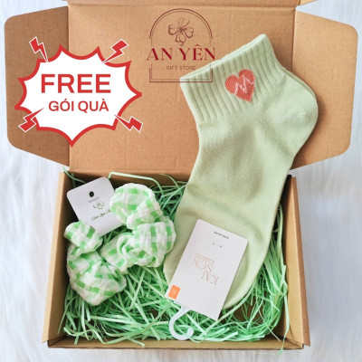 Set Quà Tặng Hộp Túi Mù 2 Món Cột Tóc Và Vớ No.7 Tặng Sinh Nhật Bạn Gái Người Yêu 20/10 8/3, Quà Tặng Học Viên