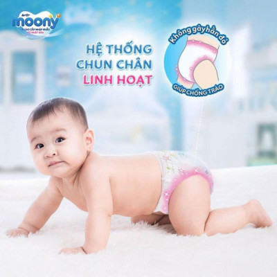Tã Quần Cao Cấp Moony Nhật Bản Bé Gái L44 (44 Miếng) - Tặng 6 miếng trong gói