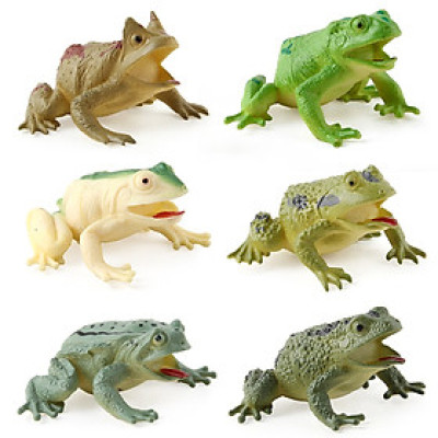 Bộ 6 đồ chơi Ếch nhái giả Frog Toy size lớn nhiều màu y như thật cho bé chơi Halloween