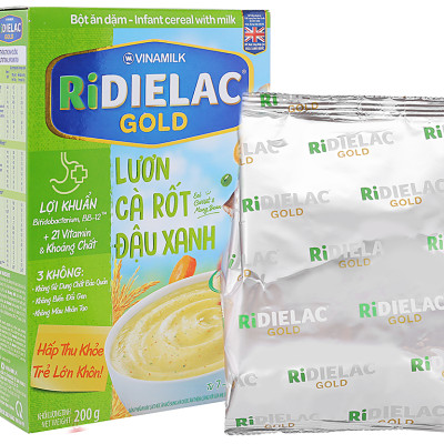 Bột ăn dặm Ridielac Gold lươn cà rốt đậu xanh hộp 200g (7 - 24 tháng)