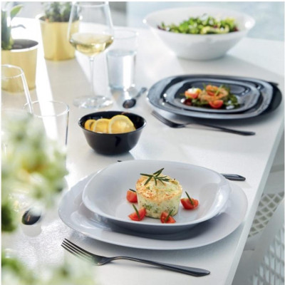 Đĩa (dĩa) thủy tinh đựng món xào, sốt Luminarc Carine Granit 21cm - N6612, dùng vi sóng, sản xuất Pháp