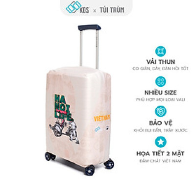 Túi trùm Vali du lịch cao cấp hình Xích Lô - Vải thun co giãn 4 chiều chống trầy xước