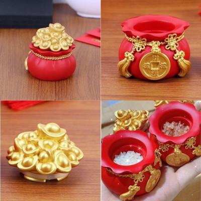 Hủ đựng muối gạo tài lộc may mắn, túi thần tài để trang trí nhà cửa, cúng bàn thờ, chum vàng chiêu thần tài, Hũ Vàng Tài Lộc Lễ Tết 2025