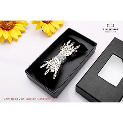 Nơ chú rể, MC, ca sỹ - Nơ 2 cánh đính ghim cao cấp Full box - đính ghim cánh đôi