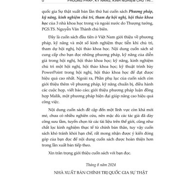Phương pháp, kỹ năng, kinh nghiệm chủ trì, tham dự hội nghị, hội thảo khoa học (Xuất bản lần thứ hai) - bản in 2024