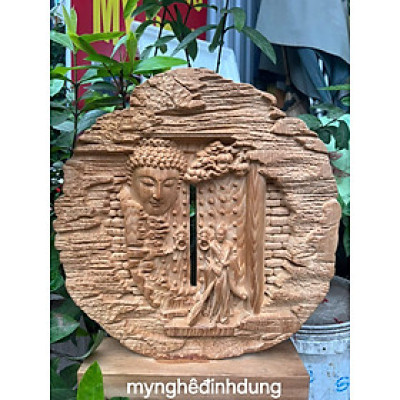 Tượng nhất tâm bái phật bằng gỗ ngọc Am thơm nức cao 43x40x9cm 