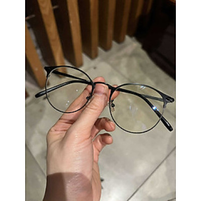 Kính gọng Mắt tròn kim loại tăm cao cấp thời trang Hàn Quốc (ĐEN)